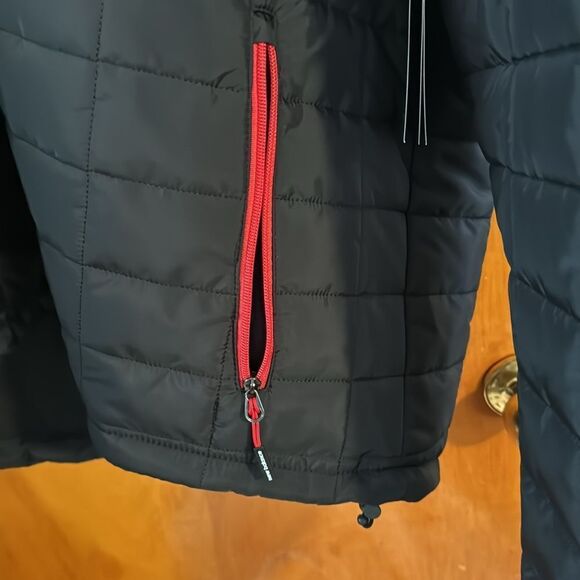 New Balance Puffer Jacket Mens 2X Black Zip Pockets - Picture 3 of 5